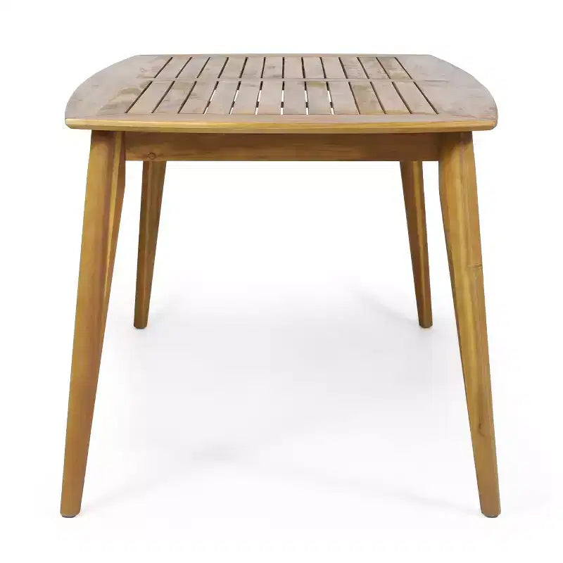 Christopher Knight Home Estrella — Ensemble de salle à manger moderne de 7 pièces pour patio en acacia avec table à lattes et coussins