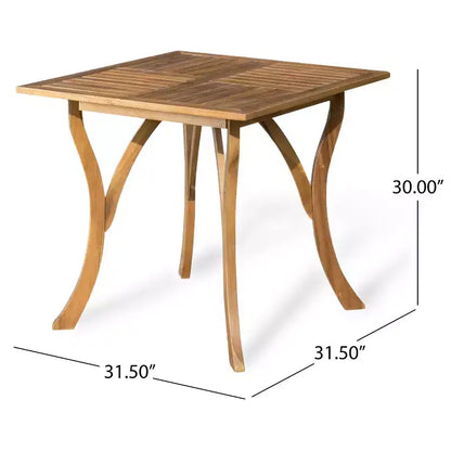 Christopher Knight Home Zola Modern 5 Piece Patio Acacia Dining Set with Square Slatted Table