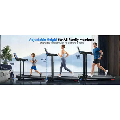 YOUNGFIT 3.5HP Treadmill w/ Desk Workstation & Adjustable Height, 450 lbs Capacity, Portable Folding 15% Incline Walking Pad Treadmill with Handle Bar
