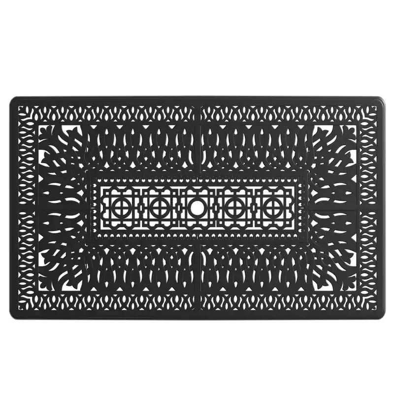 Ensemble de salle à manger rectangulaire 5 pièces en aluminium moulé pour terrasse, jardin, bord de piscine avec coussins
