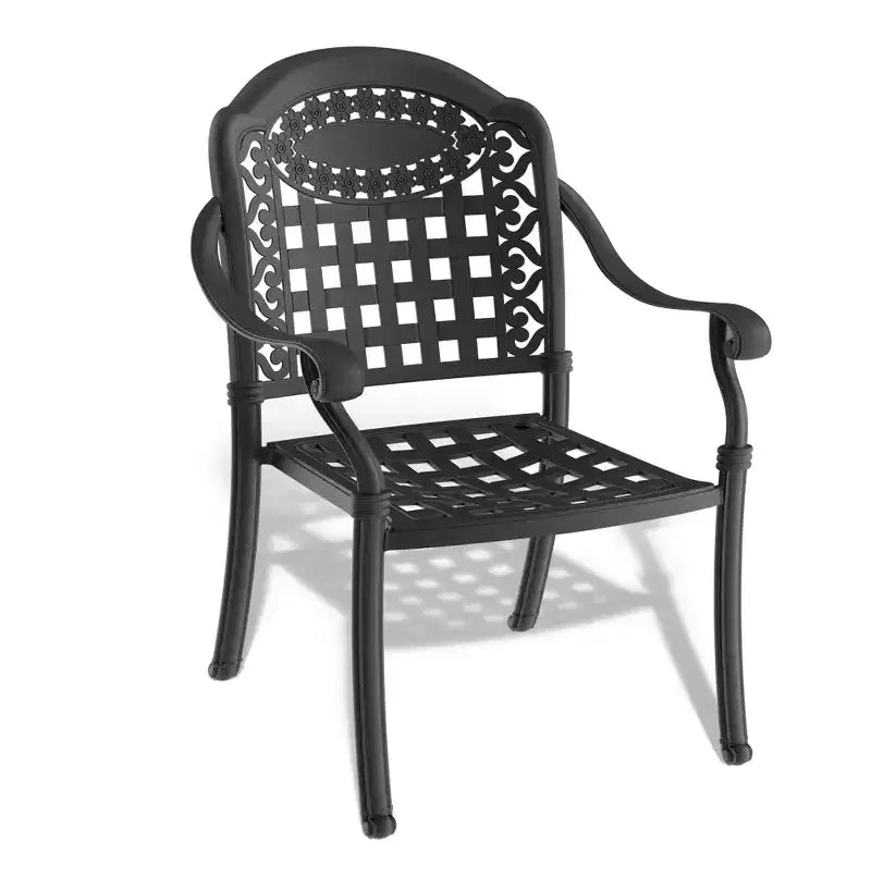 Ensemble de salle à manger rectangulaire 5 pièces en aluminium moulé pour terrasse, jardin, bord de piscine avec coussins