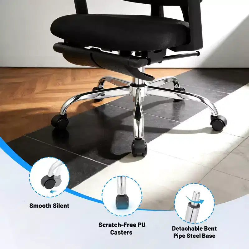 Chaise de bureau et de gaming ergonomique à dossier haut en maille, capacité de 180 kg, avec accoudoirs relevables, appui-tête, support lombaire et repose-pieds réglables, inclinable