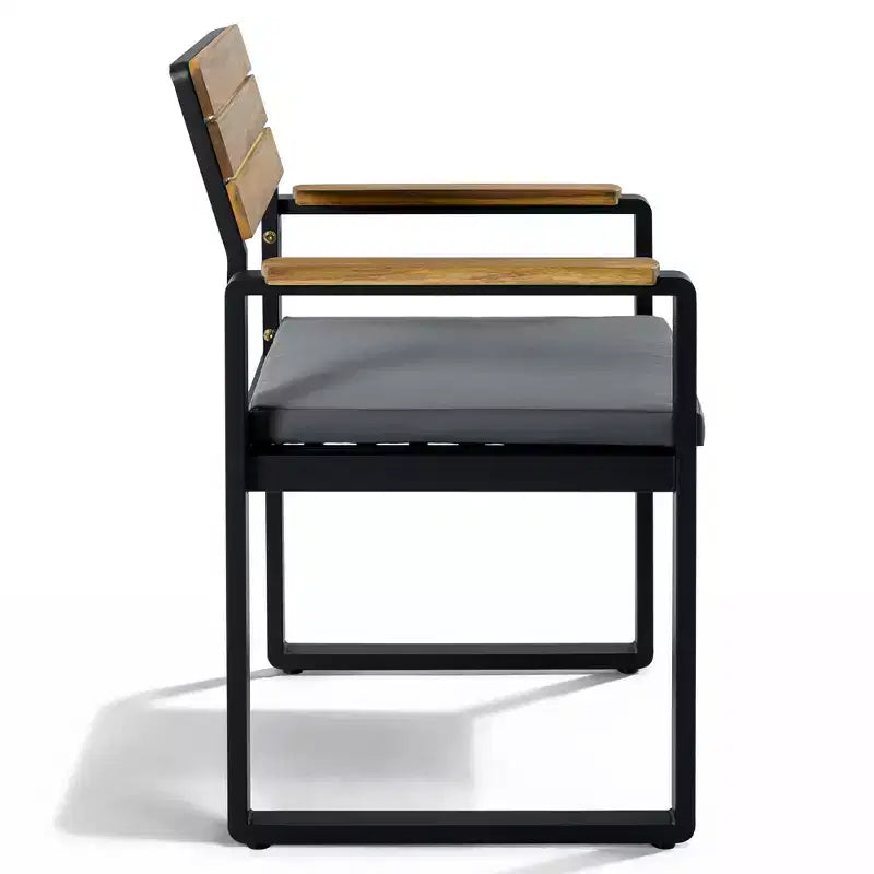 Ensemble de salle à manger GDFStudio Elvira Patio moderne 6 pièces en bois d'acacia avec table, 4 chaises rembourrées et banc