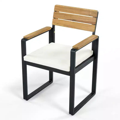 Ensemble de salle à manger GDFStudio Elvira Patio moderne 6 pièces en bois d'acacia avec table, 4 chaises rembourrées et banc