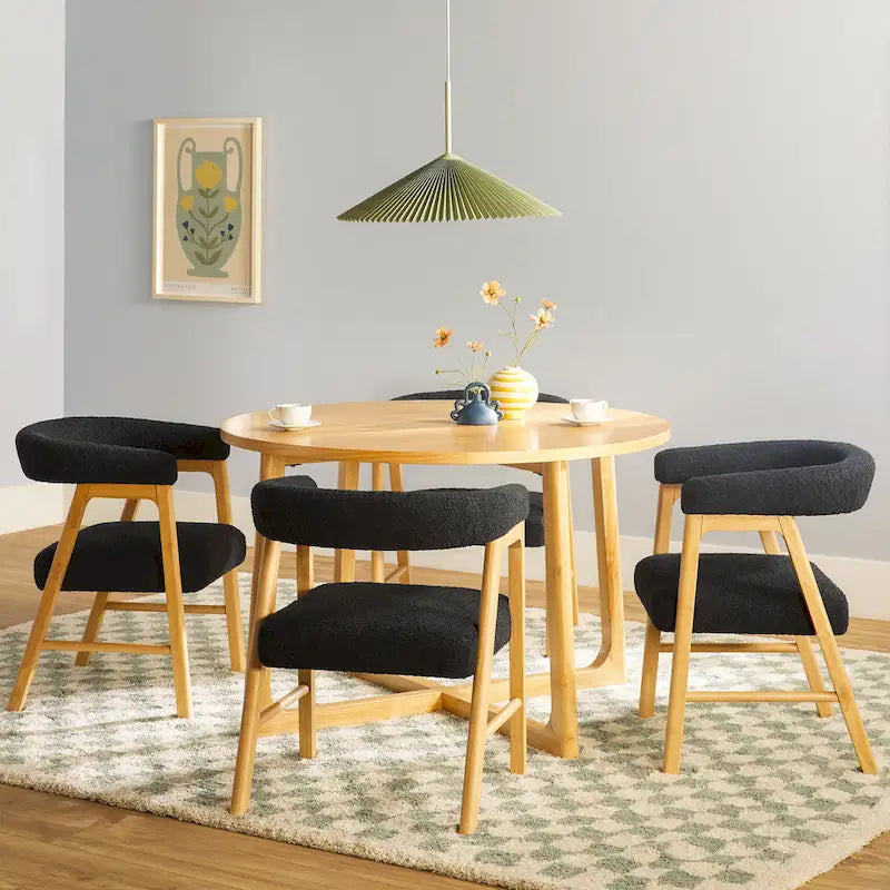 Middlebrook 5 Piece Solid Wood Dining Table Set w/ Dual Material Chairs