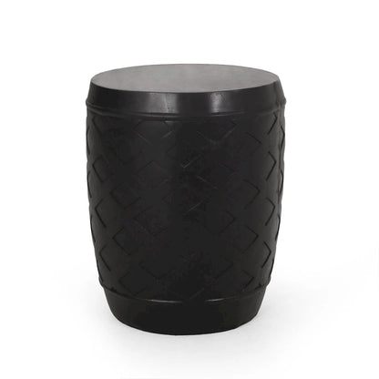 Contemporary Concrete Side Table with Lattice Design, Black