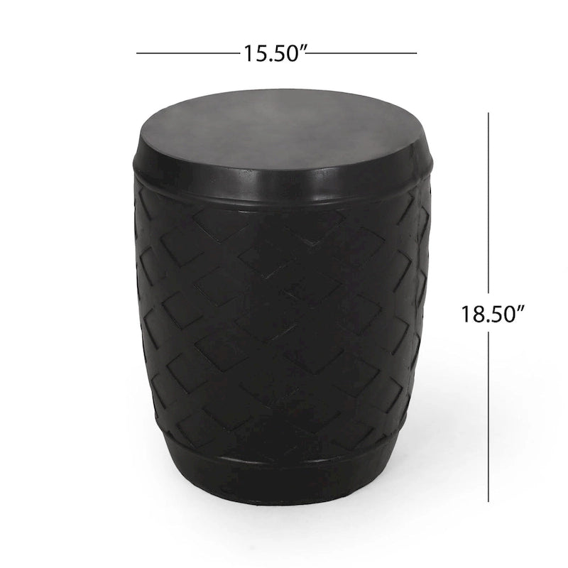 Contemporary Concrete Side Table with Lattice Design, Black