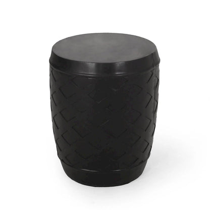 Contemporary Concrete Side Table with Lattice Design, Black