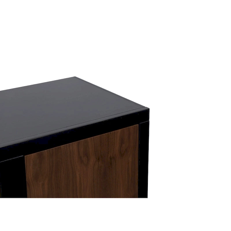 Bridgevine Home Aria 83 inch Fireplace TV Stand for TVs up to 95 inches, Minimal Assembly, Black and Walnut Finish