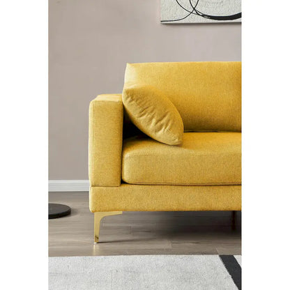 Christopher Knight Home - Beige L-Shape Sectional Sofa with Gold Metal Legs and Ottoman