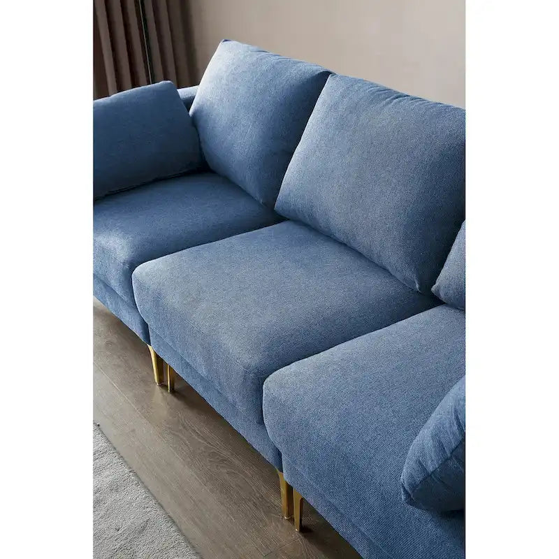 Christopher Knight Home - Beige L-Shape Sectional Sofa with Gold Metal Legs and Ottoman