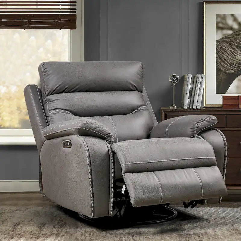 Christopher Knight Home - Liyasi Dual OKIN Motor Swivel Rocker Recliner with Infinite Position, Power Headrest, and USB Charging