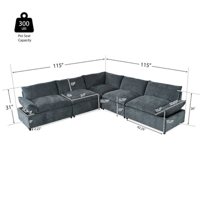 Christopher Knight Home - Harper 115 Modular Upholstery Sectional Sofa with Plush Cushions and Hidden Storage Compartments