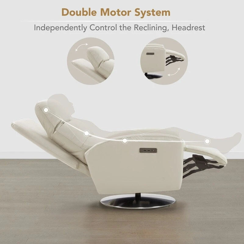 Mateo Dual Motor Power Swivel Recliner Lounge Chair