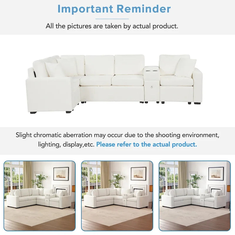 Chenille Pull Out Sectional Convertible Sleeper Sofa Modular Sectional Sofa with Pillow and 2 Cup Holders for Living Room