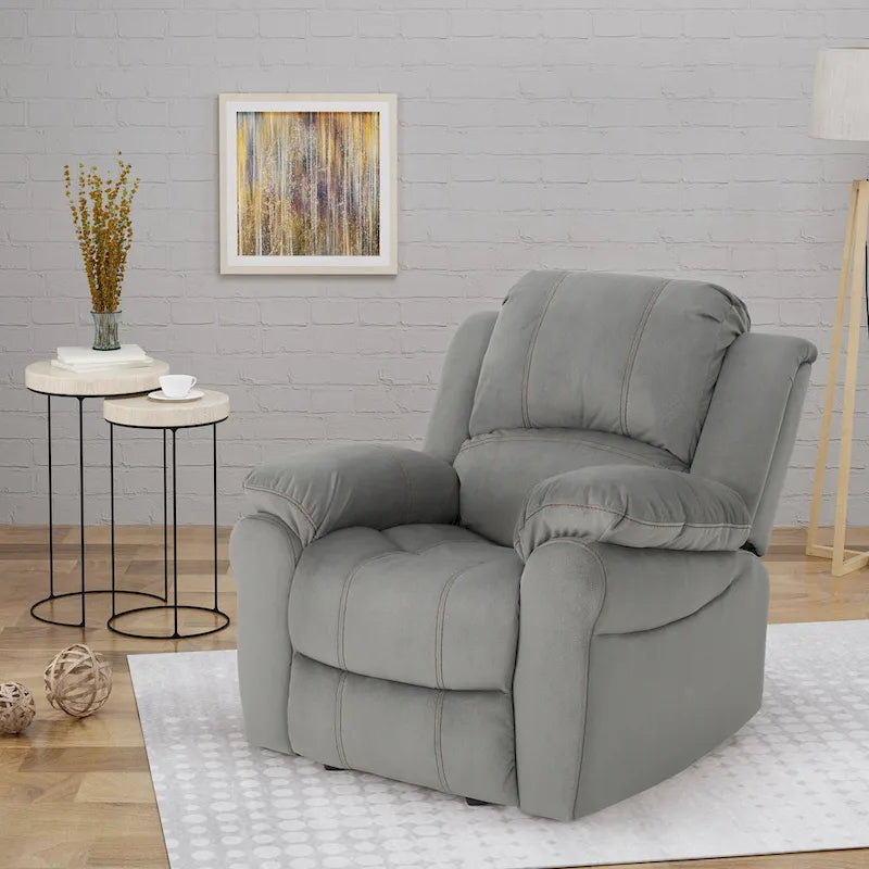 Roomfitters Manual Glider Recliner, Relaxing Recliner for Living Room, Bedroom, Grey