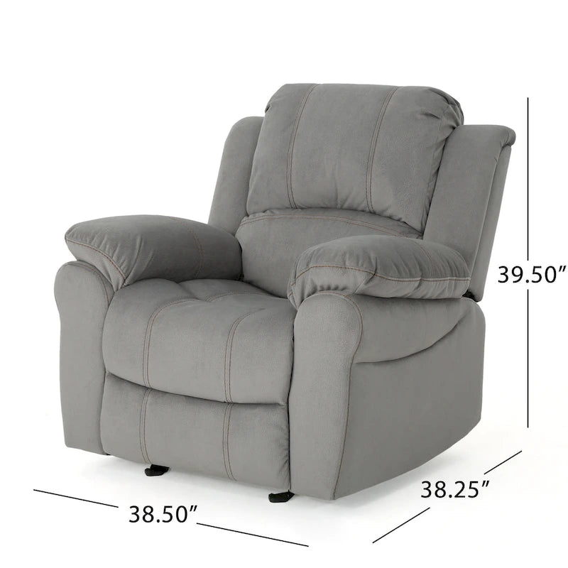 Roomfitters Manual Glider Recliner, Relaxing Recliner for Living Room, Bedroom, Grey