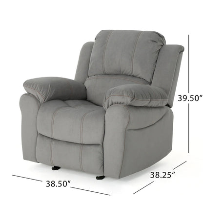 Roomfitters Manual Glider Recliner, Relaxing Recliner for Living Room, Bedroom, Grey