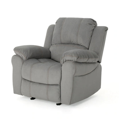 Roomfitters Manual Glider Recliner, Relaxing Recliner for Living Room, Bedroom, Grey