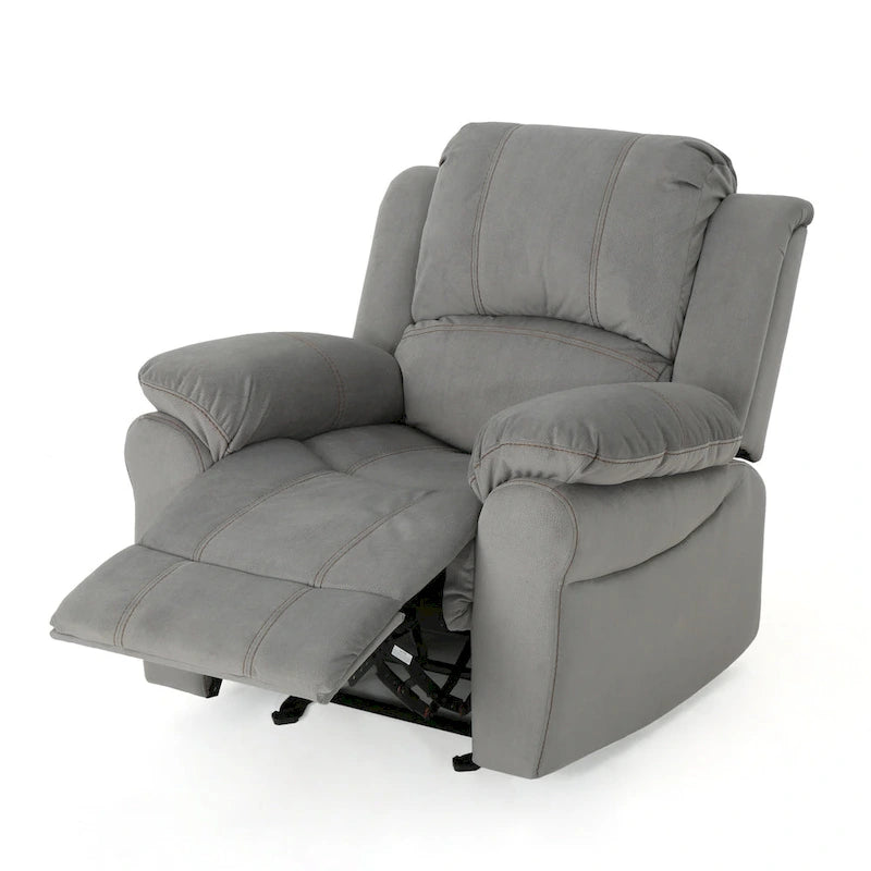 Roomfitters Manual Glider Recliner, Relaxing Recliner for Living Room, Bedroom, Grey