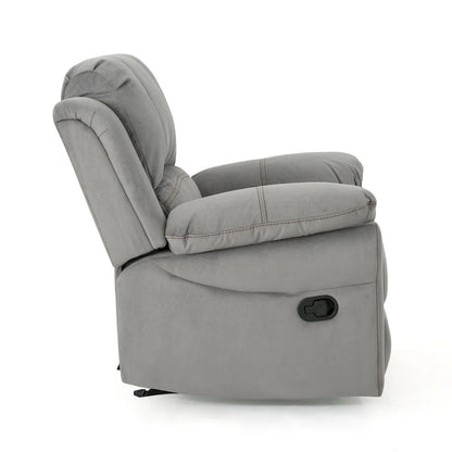 Roomfitters Manual Glider Recliner, Relaxing Recliner for Living Room, Bedroom, Grey
