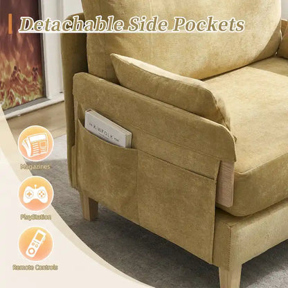 Chenille Upholstered Convertible Sleeper Recliner Foldable Chair Bed with 3 Pillows