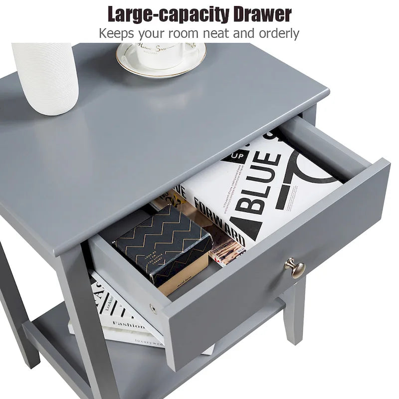 Costway Nightstand End Table Storage Display Bedroom Furniture Drawer