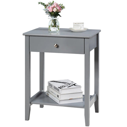 Costway Nightstand End Table Storage Display Bedroom Furniture Drawer