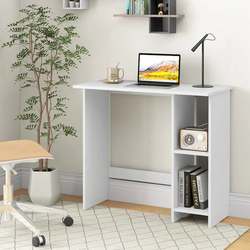 Costway Small Computer Desk with Storage Modern Writing Desk with