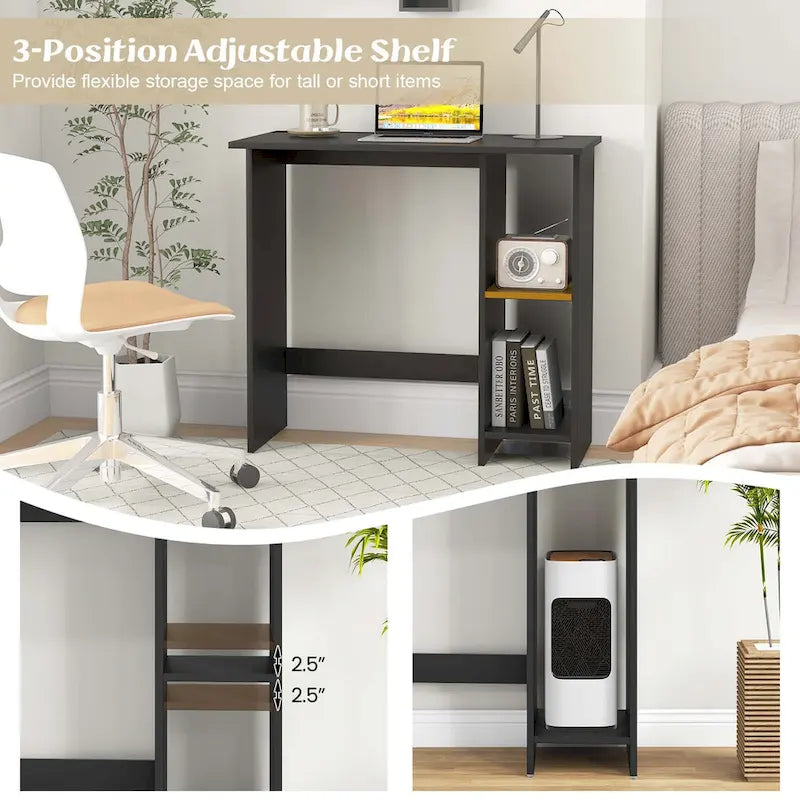 Costway Small Computer Desk with Storage Modern Writing Desk with