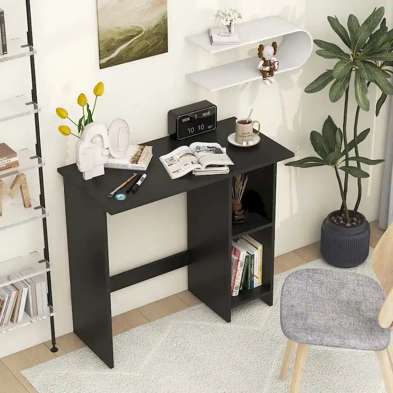 Costway Small Computer Desk with Storage Modern Writing Desk with