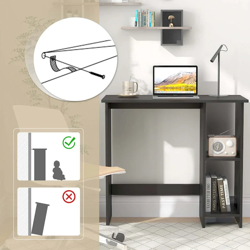 Costway Small Computer Desk with Storage Modern Writing Desk with