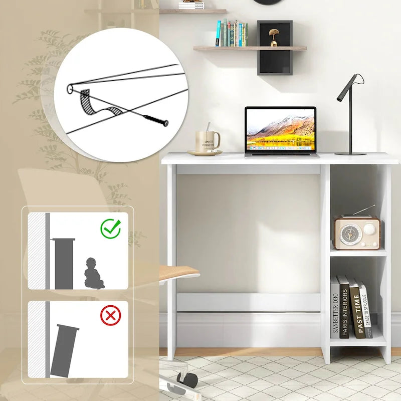 Costway Small Computer Desk with Storage Modern Writing Desk with