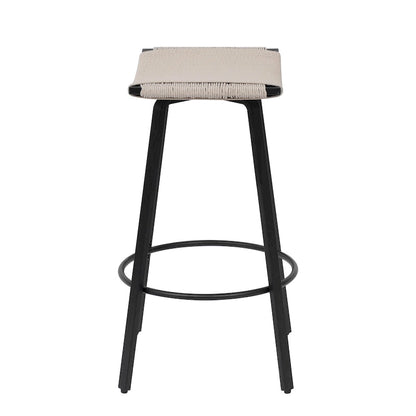 Counter Height Bar Stools, Backless Handwoven Kitchen Dining Chairs with Round Footrest Set of 2 PVC Weaving Pub Stool