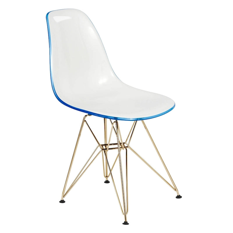 5-Piece Dining Set with 35 Round MDF Table and 4 ABS Plastic Side Chair with Gold Metal Legs