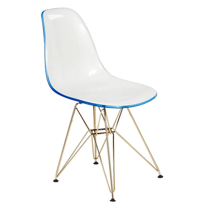 5-Piece Dining Set with 35 Round MDF Table and 4 ABS Plastic Side Chair with Gold Metal Legs