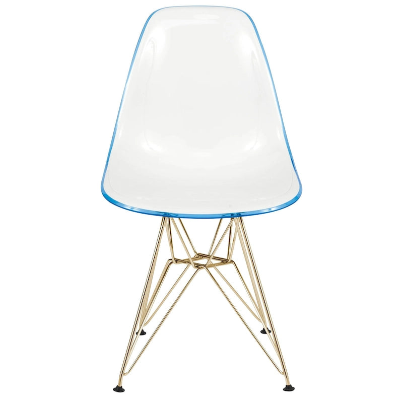 5-Piece Dining Set with 35 Round MDF Table and 4 ABS Plastic Side Chair with Gold Metal Legs