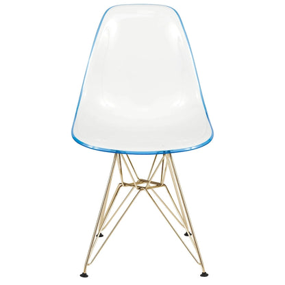 5-Piece Dining Set with 35 Round MDF Table and 4 ABS Plastic Side Chair with Gold Metal Legs