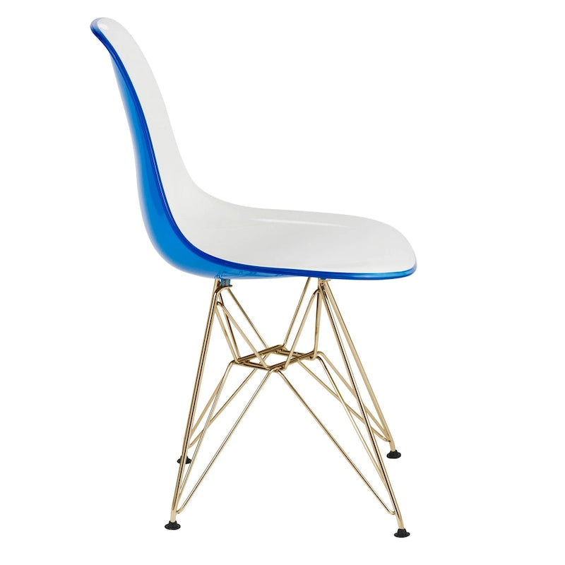 5-Piece Dining Set with 35 Round MDF Table and 4 ABS Plastic Side Chair with Gold Metal Legs