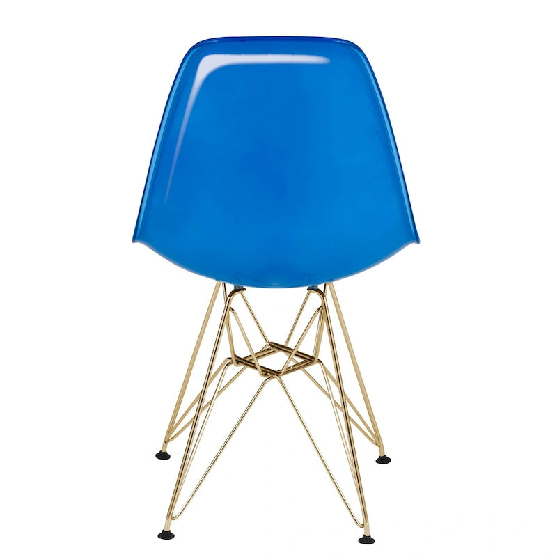 5-Piece Dining Set with 35 Round MDF Table and 4 ABS Plastic Side Chair with Gold Metal Legs