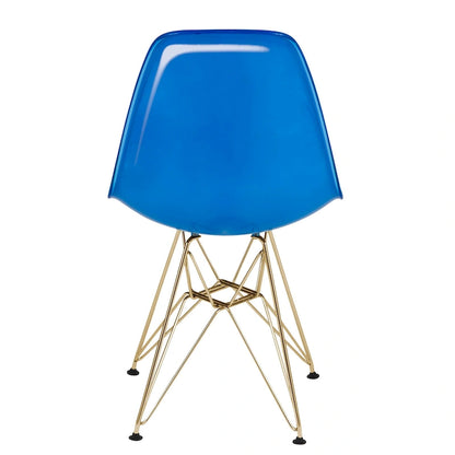 5-Piece Dining Set with 35 Round MDF Table and 4 ABS Plastic Side Chair with Gold Metal Legs