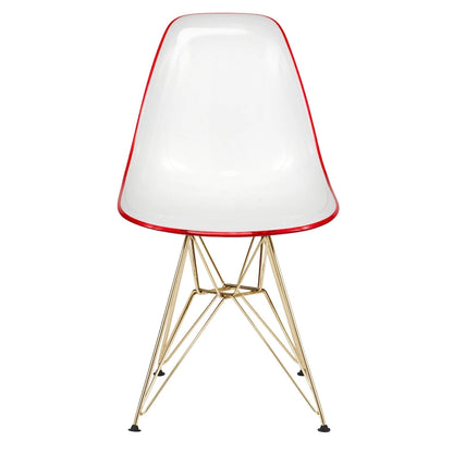 5-Piece Dining Set with 35 Round MDF Table and 4 ABS Plastic Side Chair with Gold Metal Legs