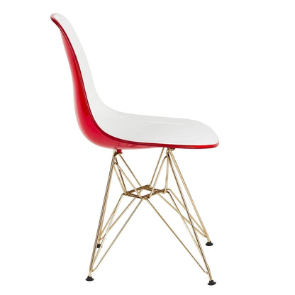 5-Piece Dining Set with 35 Round MDF Table and 4 ABS Plastic Side Chair with Gold Metal Legs