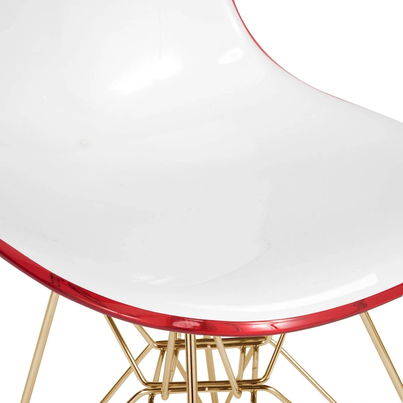 5-Piece Dining Set with 35 Round MDF Table and 4 ABS Plastic Side Chair with Gold Metal Legs