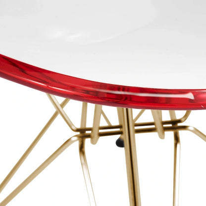 5-Piece Dining Set with 35 Round MDF Table and 4 ABS Plastic Side Chair with Gold Metal Legs