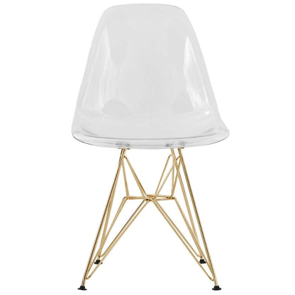 5-Piece Dining Set with 35 Round MDF Table and 4 ABS Plastic Side Chair with Gold Metal Legs