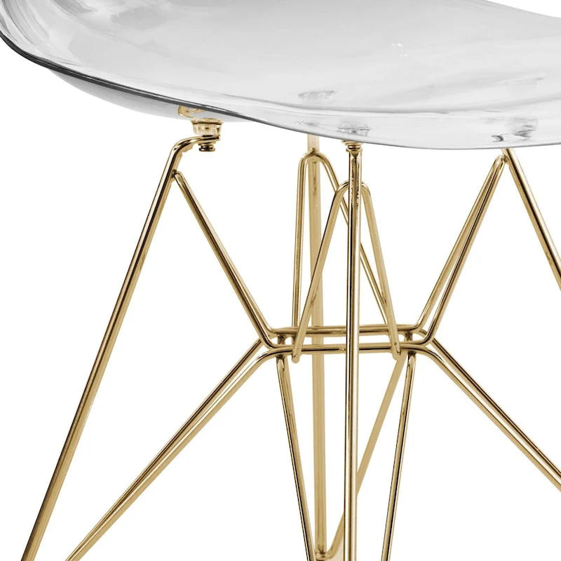 5-Piece Dining Set with 35 Round MDF Table and 4 ABS Plastic Side Chair with Gold Metal Legs