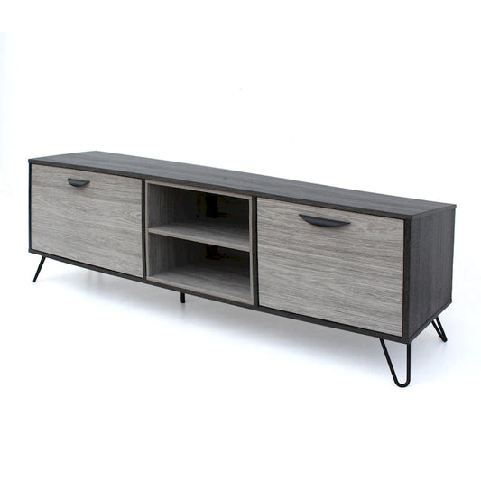 Alfie TV Media Entertainment Console Cabinet, 2 Shelves, Gray 71 Inch