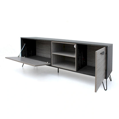 Alfie TV Media Entertainment Console Cabinet, 2 Shelves, Gray 71 Inch