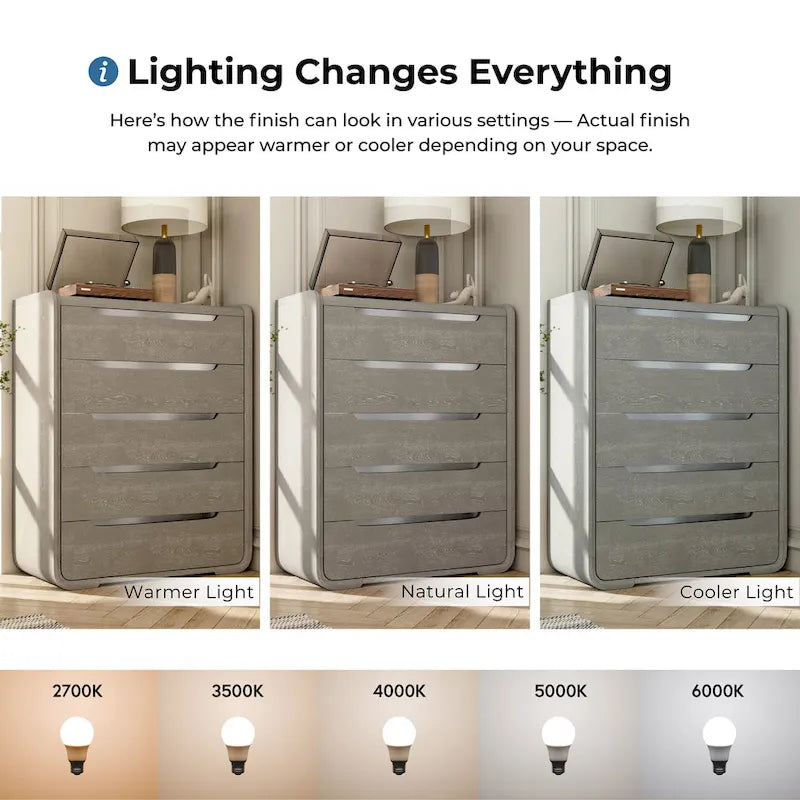  Modern Solid Wood 5-Drawer Chest